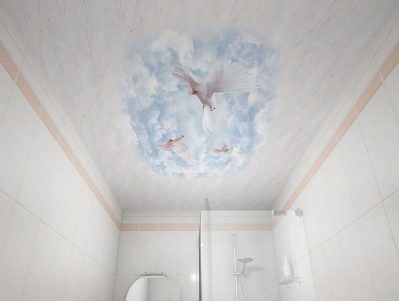 Пластиковый потолок в ванную фото