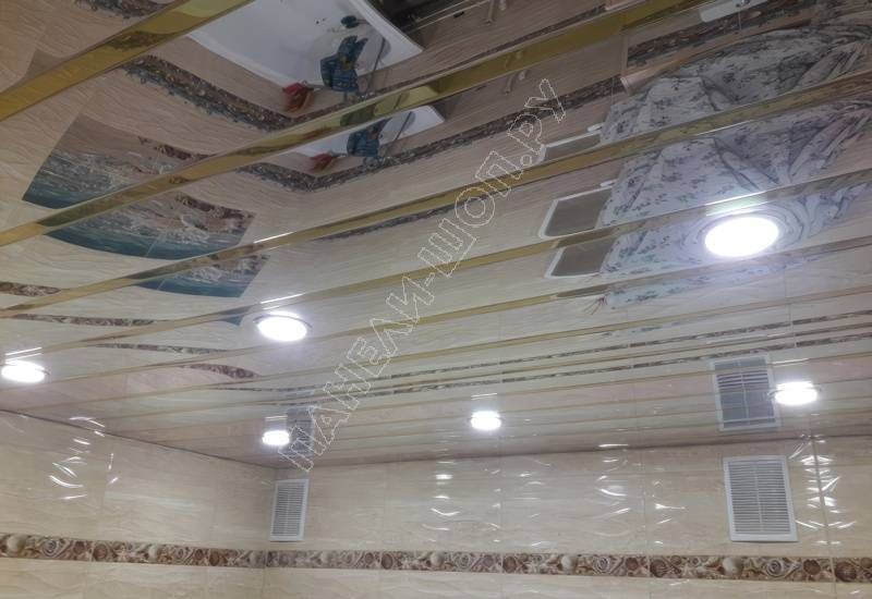 Подвесной зеркальный потолок Албес в ванной. Фотогалерея