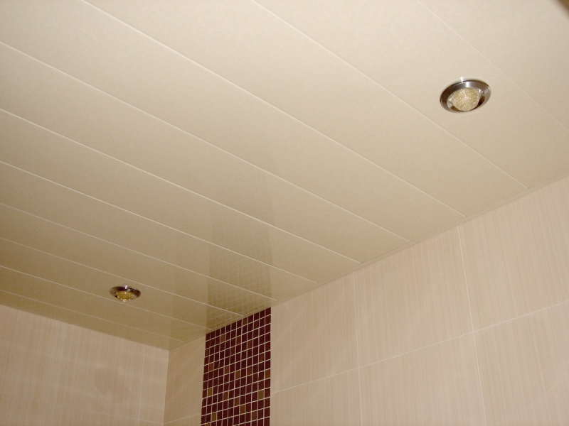 Реечный потолок в ванной комнате фото